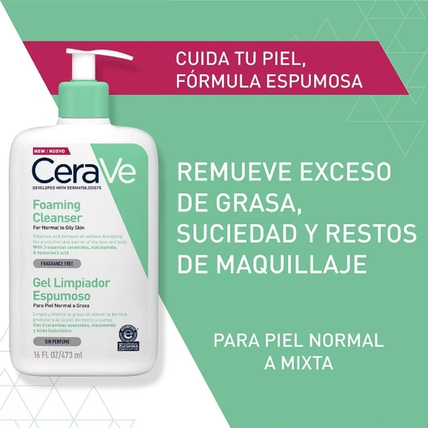 CERAVE GEL LIMPIADOR ESPUMOSO X 473 GR