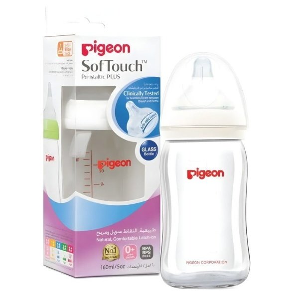 Mamadera Softouch Vidrio Boca Ancha 160ml Para 0+ Mes Pigeon
